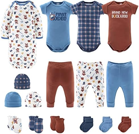סט המתנות של בגדי יילוד ואביזרים לתינוקות, סט שכבות 16 חלקים, מתאים ליילוד עד 3 חודשים