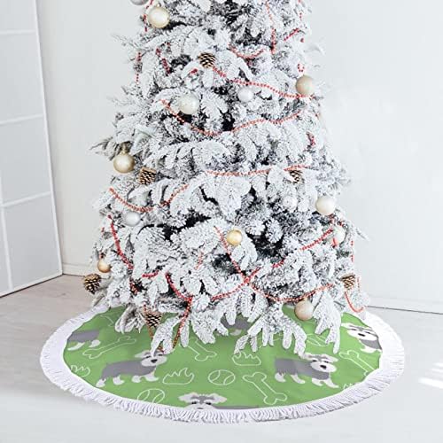 חצאית עץ חג המולד מצחיק שנאוצר מצחיק חצאית עץ חג המולד אדומה עגולה עגולה עם קצה משולב לקישוטי חצר חיצוניים מקורה
