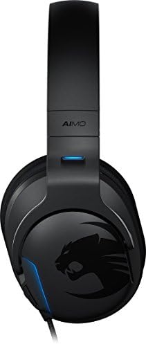 ROCCAT KHAN AIMO-7.1 אוזניות משחקי היקף, SOUND HI-RES, USB, תאורת LED של AIMO, מיקרופון לקול אמיתי, שחור, שחור