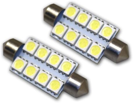 TuningPros LEDDL-39M-WS8 DOME LED LED נורות נורות פסטום 39 ממ, 8 סט SMD LED לבן 2-PC